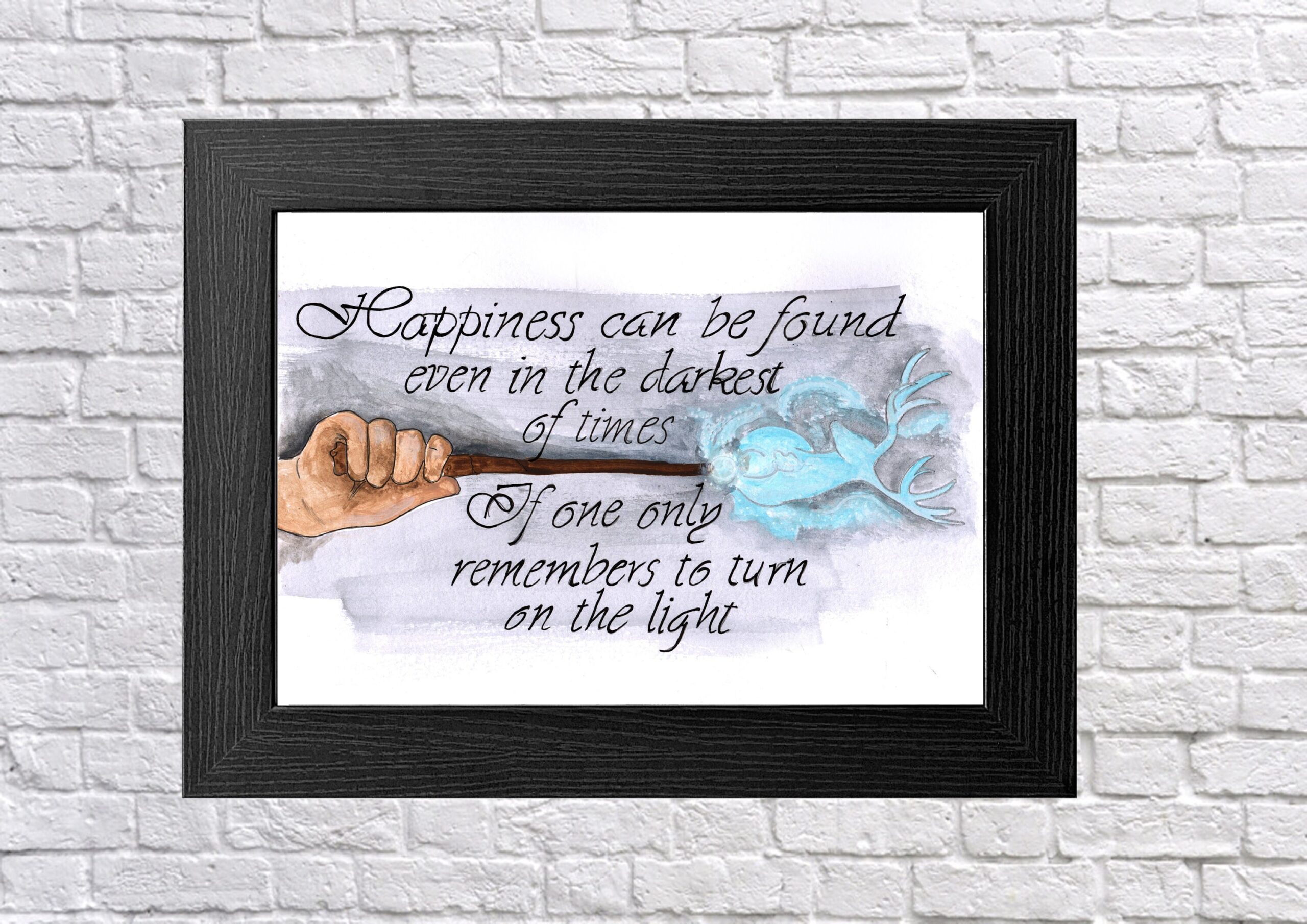 Happiness can be found inspirational quote A4 print