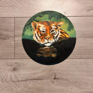 tiger painting in acrylics on wood