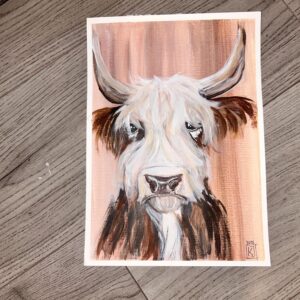 Highland Cow Painting Art Print | Farmhouse Rustic Wall Art